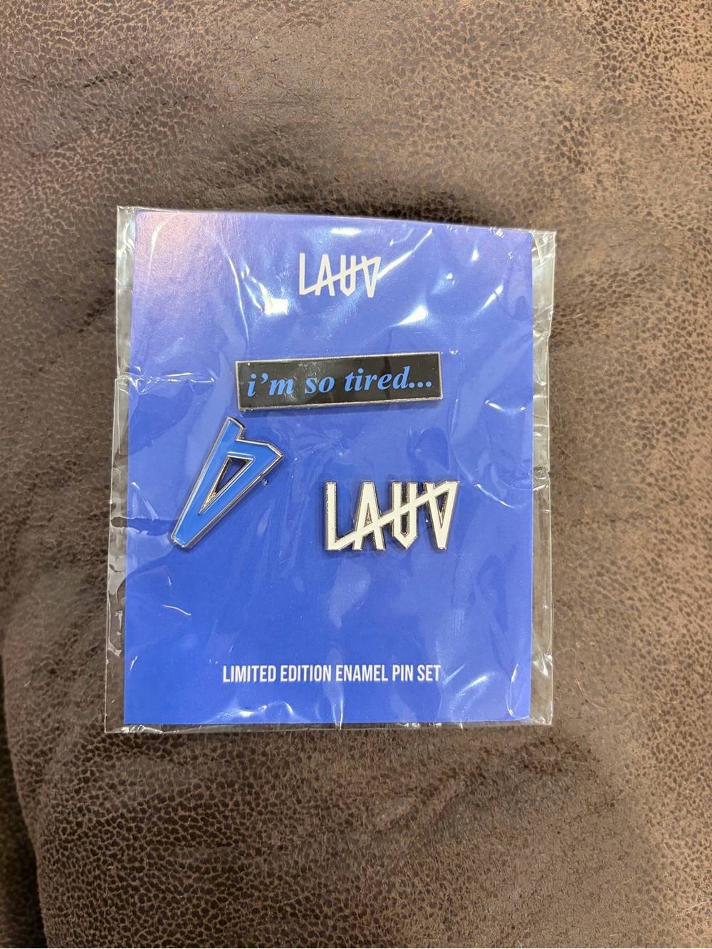Limited Edition LAUV Concert Merch Blue Enamel Pin Set - "i'm so tired..."